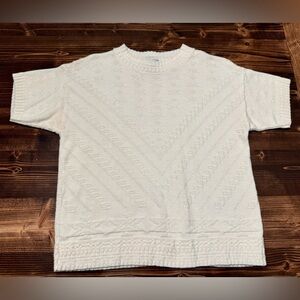 Vintage 80’s Keneth too Short Sleeve Sweater in Cream, Size S